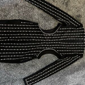 Black Long Sleeve Dress with Silver Studs